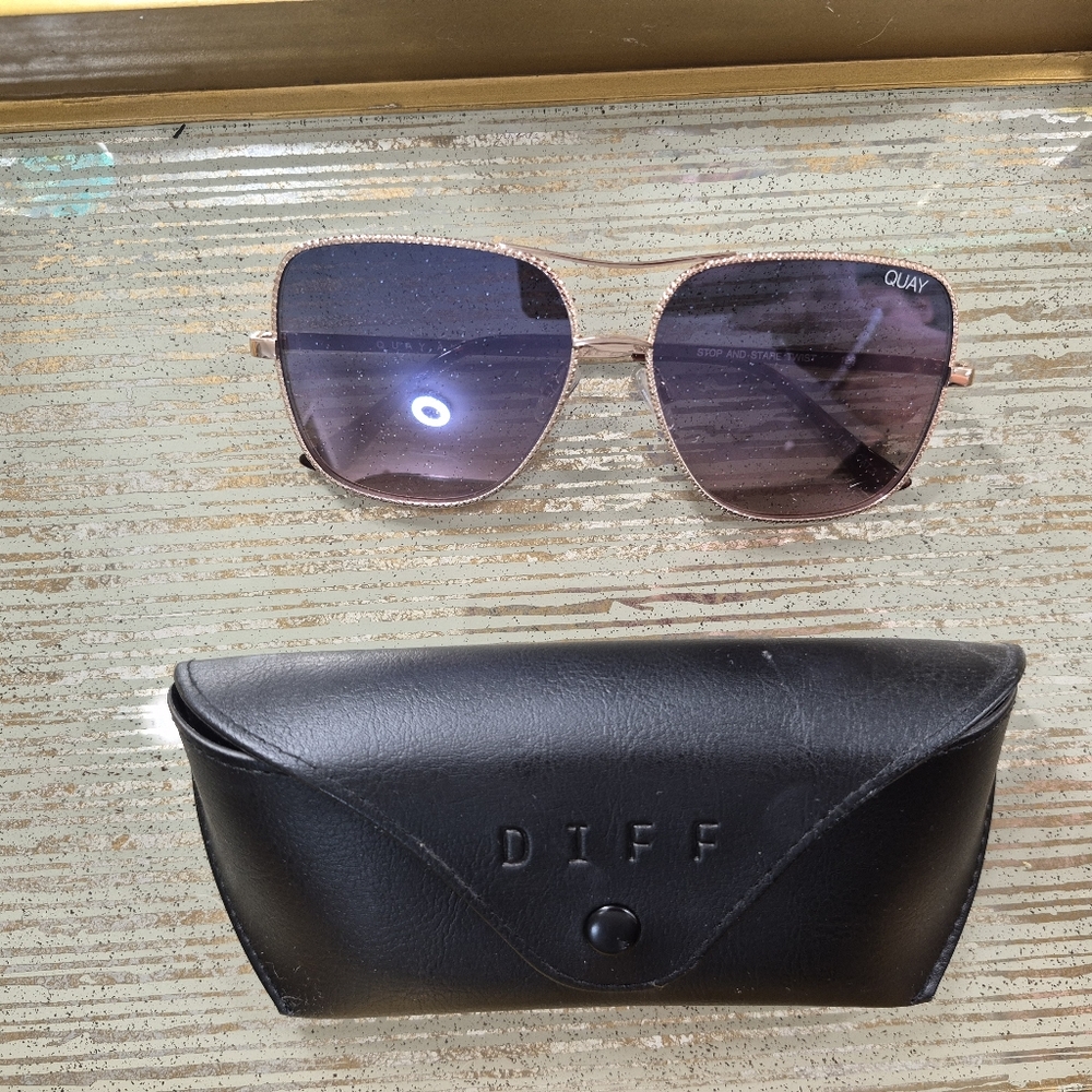Quay Australia Rose Gold Frame Sunglasses with Purple Lenses